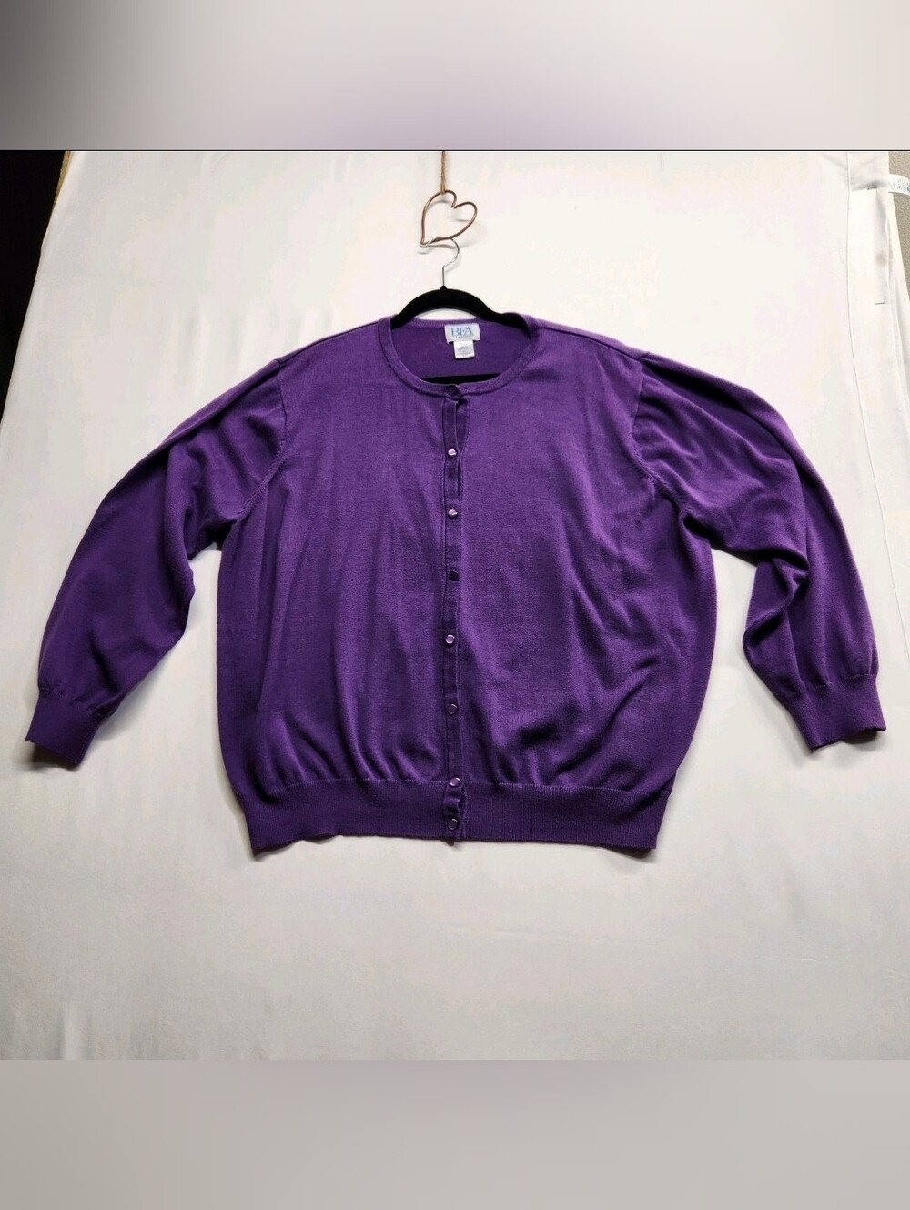 ⭐️Vintage BFA Classics Purple Crewneck Cardigan Sweater Plus Size 3X Cottagecore